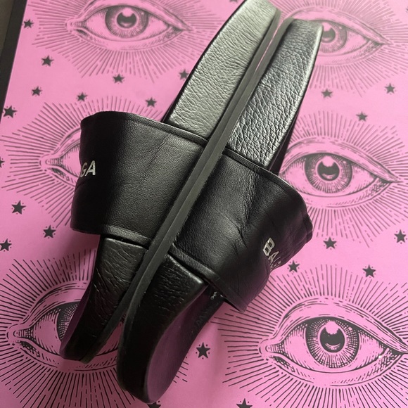 100% AUTH BALENCIAGA LOGO LEATHER SANDALS 35 5 - Picture 5 of 13